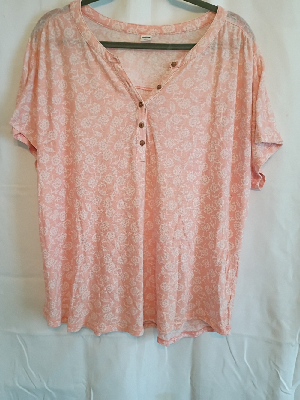 Old Navy Size Xxl Peach/Pink Floral Tee